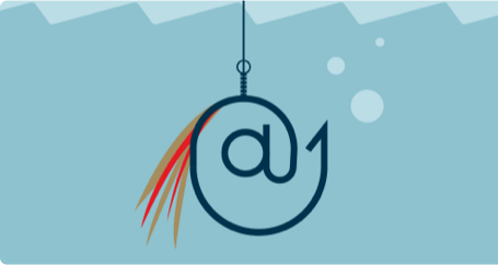 Drawing of a fishing line hook in the shape of an at symbol