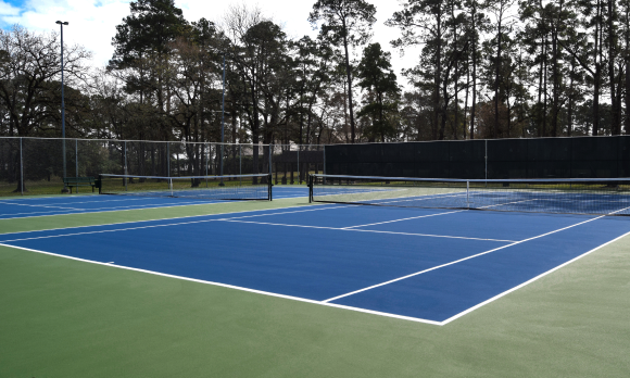 Photo of a blue tennis court