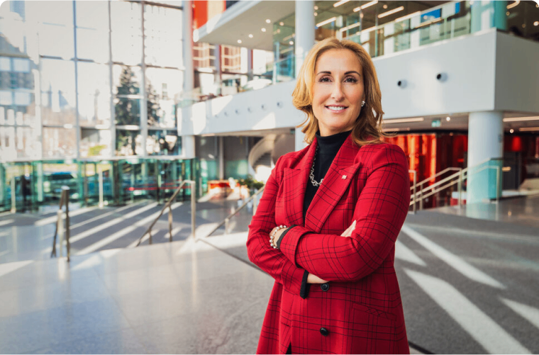 Photo of Geneviève Turbide-Potvin standing in the National Bank head office