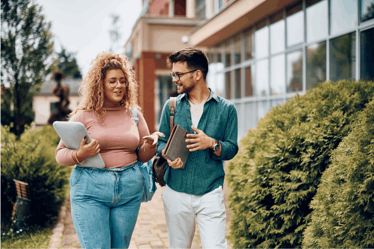 Photo of two students walking