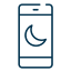 Picto of a mobile phone with a half-moon