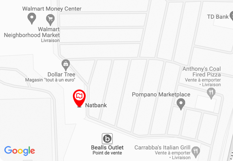 Drawing of a map with an arrow icon indicating the location of the branch in Pompano Beach