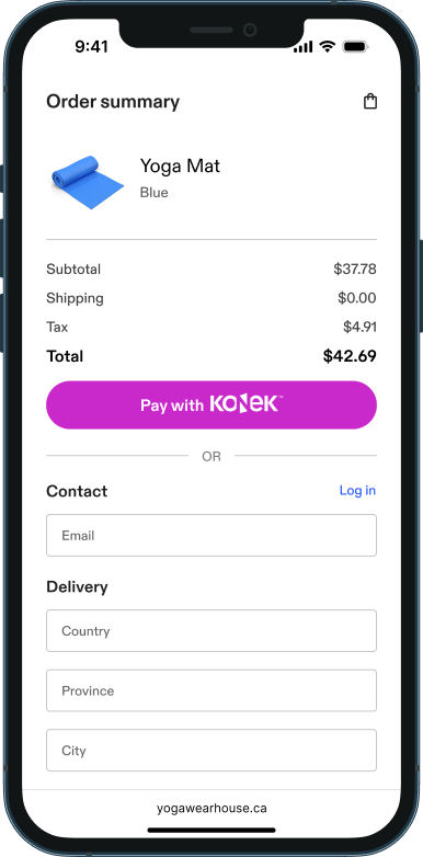 Photo of a mobile phone screen displaying the first step to use KONEK 