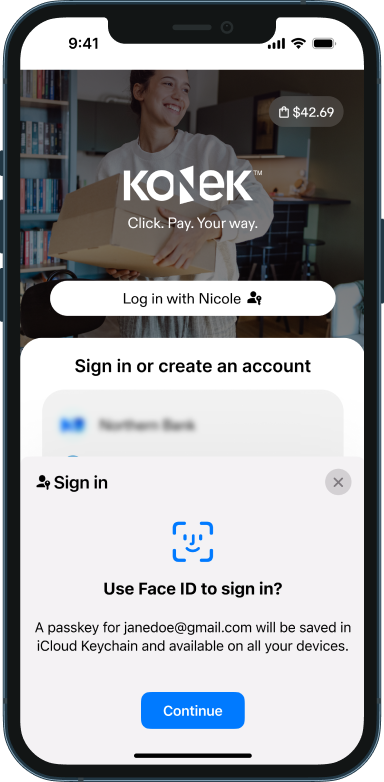 Photo of a mobile phone screen displaying the third step to use KONEK 