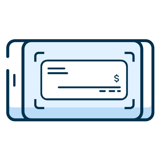 Picto of a smartphone displaying a cheque 