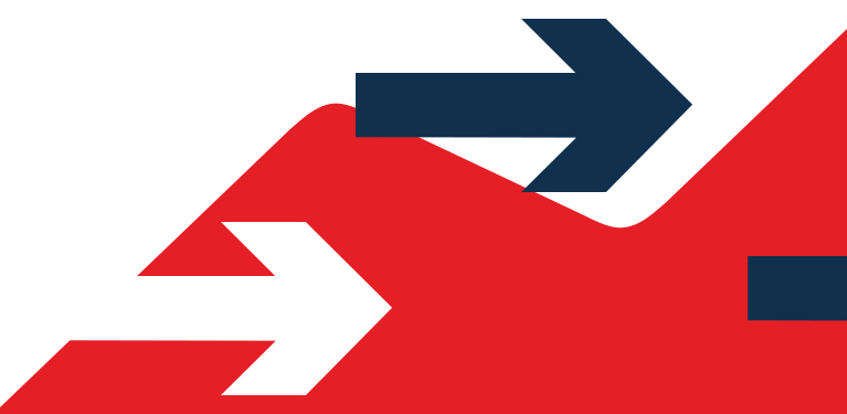 Illustration of arrows in front of the National Bank logo