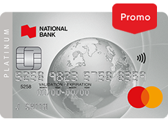 Photo of the Platinum Mastercard credit card with a promo tag 