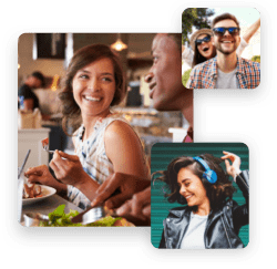 Collage of 3 images showing people smiling and loving life 