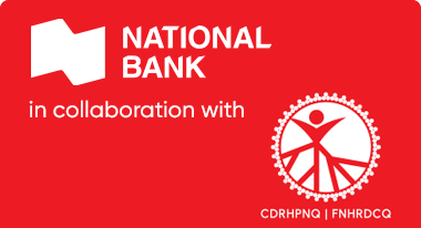 Illustration of the National Bank and FNHRDCQ logo with text that reads in collaboration with 