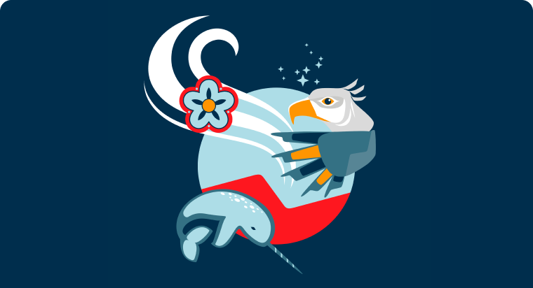 Indigenous illustration of a bird and whale