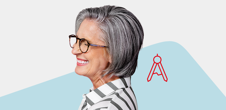 Photo d’un visage de profil sur fond de vague évoquant le logo Banque Nationale 